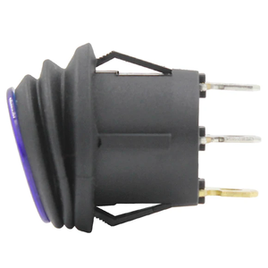 Interruptor Basculante Redondo de <span class=keywords><strong>12</strong></span> <span class=keywords><strong>Voltios</strong></span> con LED Azul, 3 Pines, ON-OFF, 20A, Clasificación IP66, Material ABS+PC Superior para Auto, RV, Camión, Remolque, Barco - Product Image 2