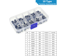 Boîte de transport pour profileurs, accessoire pour scanner de véhicule, mc337, BC327, bc2222, 2N2907, 2N3904, 2N3906, S8050, S8550, A1015, C1815, 10 valeurs par ensemble de 20 pièces, 200 ap01