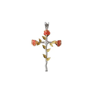 Danta Gems Luxury <b>Rosary</b> Cross Hinduism Children's Sterling Silver Solitaire Pendant with 18K Gold Plating Wedding Gift - Product Image 1