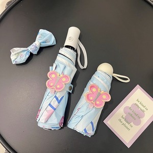 <span class=keywords><strong>Parapluie</strong></span> <span class=keywords><strong>de</strong></span> soleil automatique <span class=keywords><strong>haut</strong></span> <span class=keywords><strong>de</strong></span> <span class=keywords><strong>gamme</strong></span> en vinyle noir, motif cœur et papillon, double usage (soleil et pluie), protection UV pour <span class=keywords><strong>femme</strong></span> - Product Image 2
