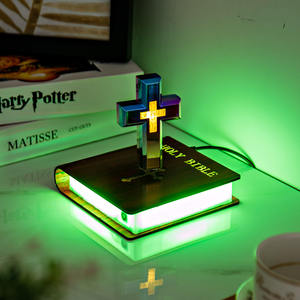 Innovative Technology Novelty Gifts Unique Home Decoration Automatic Rotating RGB Magnetic Floating Colorful Cross Living Room - Product Image 2