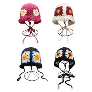 SOLPOP Foulard tricoté à la main pour femme, bonnet en crochet à fleurs, bandana tricoté tendance Y2K, écharpe pour cheveux - Product Image 5