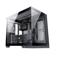 Grosir Komputer Gaming kaca Tempered SAMA Casing PC pendingin air Casing Gaming Tipe C ATX
