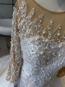 2025 vestido <span class=keywords><strong>de</strong></span> novia con cuentas desmontable <span class=keywords><strong>Civil</strong></span> sirena/trompeta estilo volantes bordado capilla encaje plisado lavado a mano/limpieza en seco/hierro - Product Image 6