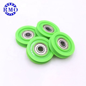 Poleas verdes de color personalizado 608ZZ rueda de rodamiento de rodillos Nylon PA6 PA66 poleas para puerta de armario rodillo 8*40*9,4mm - Product Image 5
