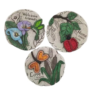 Bienvenue dans <span class=keywords><strong>mon</strong></span> <span class=keywords><strong>jardin</strong></span> Peinture d'oiseau Pierres rondes décoratives en béton pour l'extérieur <span class=keywords><strong>de</strong></span> la cour Pierre <span class=keywords><strong>de</strong></span> <span class=keywords><strong>jardin</strong></span> Pierre <span class=keywords><strong>de</strong></span> bienvenue - Product Image 4