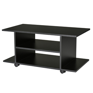 Homcom ตู้ทีวีทันสมัยมีล้อขาตั้งทีวีไม้ขนาด80 × 40 × 40ซม. สีดำ - Product Image 1