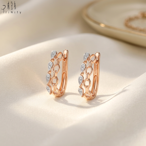 Tremendous Quality Manufacturer Export <b>Earrings</b> Jewelry <b>Fine</b> Jewelry 18K Solid Rose Gold Real Natural Diamond Hoop <b>Earrings</b> - Product Image 6