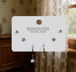 Orecchini a Perno in Argento S925 alla Moda, Forma di Stella con Incastonatura di Zirconi, Gioielli da Donna - Product Image 2