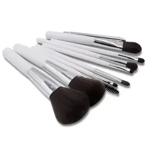 10 Pcs Make Up Brushes Custom Logo Travel Size Private Label Portable Cosmetic Kit 10 Piece White Makeup Brush Set