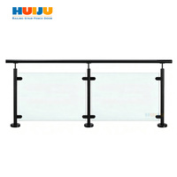 Balustrade de balcon en verre sans cadre en acier inoxydable HJ 316 avec profilé en aluminium en U et éclairage LED