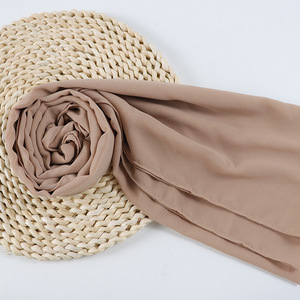 Hijab en mousseline de soie respirant de qualité supérieure, couleur unie, châle, foulard musulman uni, inspiré des bandanas ethniques pour femmes, vente à chaud - Product Image 4