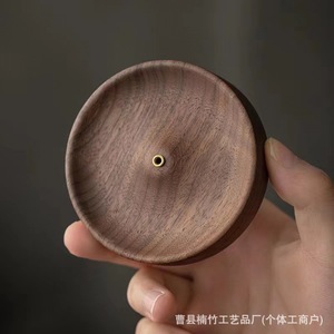 Quemador de incienso de madera de nogal, 9x2cm, hecho a mano, soporte aromático de madera maciza para uso con sándalo zen - Product Image 3