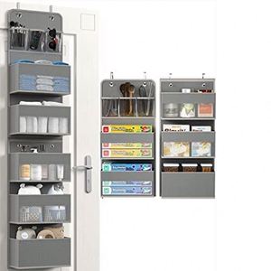 Amz Hot Storage Door Organizer with Zipper 6-<b>shelf</b> Over the Door Organizer, 1 Split Into 2 Fabric Injection Clothing Organizer - Product Image 3