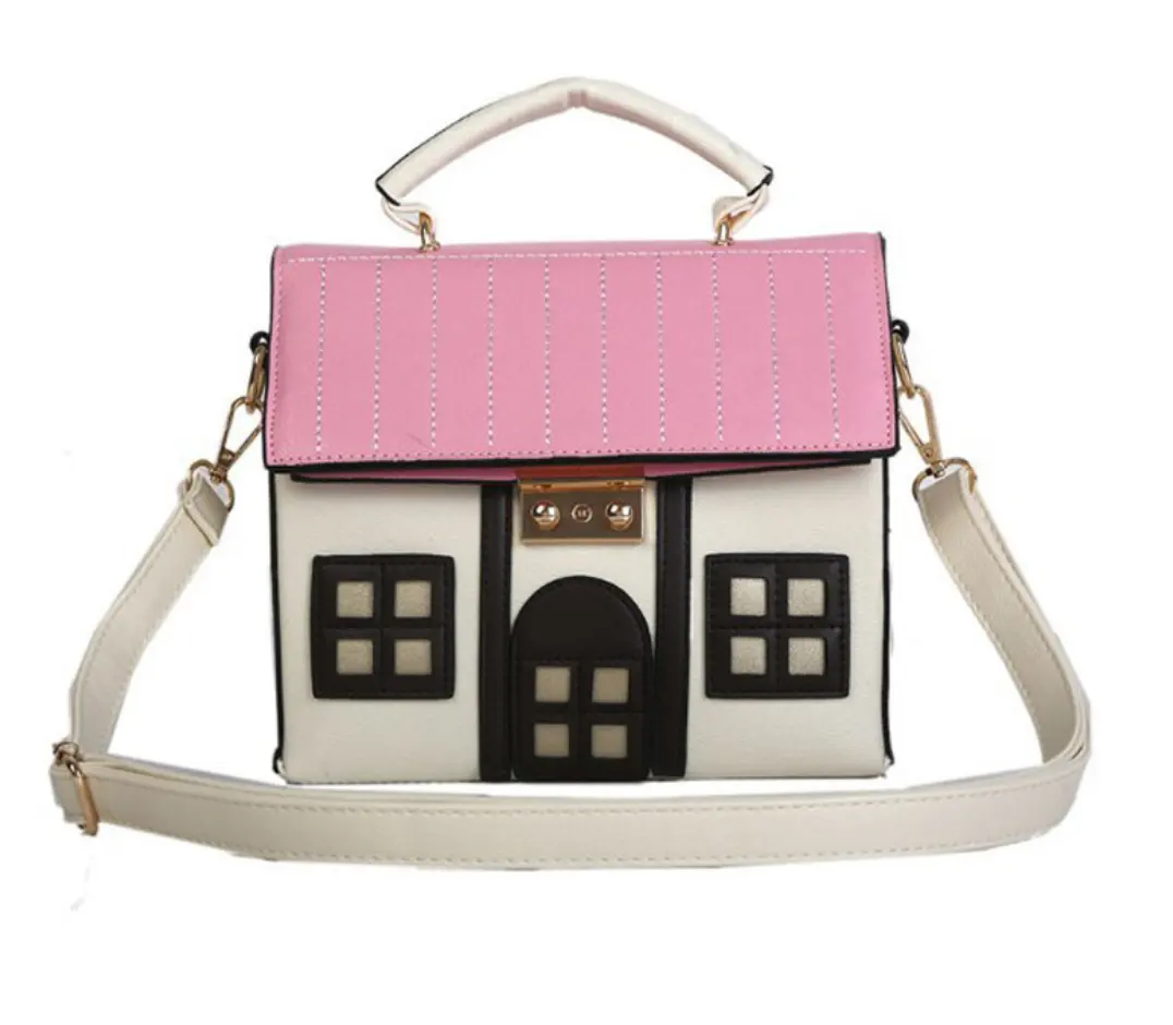 2021 new design cute house shape pu handbag lady bags, fancy bag tote pu house handbag online shopping