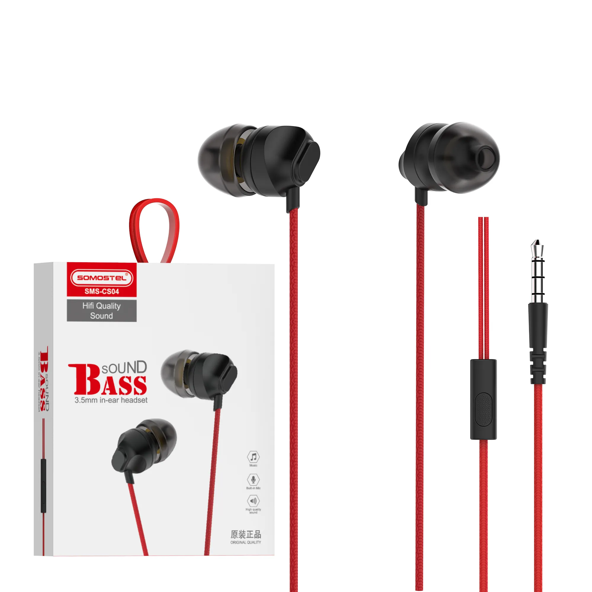 Wholesale Products SOMOSTEL 3.5MM Wired Handsfree Gaming In Ear Earphones & Headsets Volume Control Studio Music Headphones