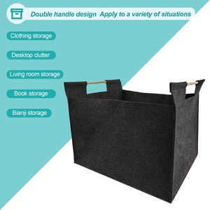 Cestino portaoggetti rettangolare pieghevole <span class=keywords><strong>in</strong></span> feltro di grandi dimensioni con manici per il trasporto <span class=keywords><strong>in</strong></span> <span class=keywords><strong>legno</strong></span> per vestiti, scarpe, libri, riviste, <span class=keywords><strong>legno</strong></span> - Product Image 4