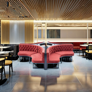 Sofá Moderno Personalizado para Restaurante, Asiento de Comedor Comercial, Banqueta Tapizada con Tela, Tablero de Madera, Tamaño y Color Personalizables - Product Image 2