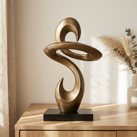 Sculpture d'art abstraite en résine dorée et marbre, sculptée à la main, accessoire de bureau de luxe, décoration de table d'hôtel, directement de l'usine
