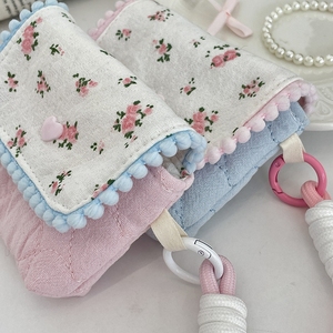 กระเป๋าใส่ของป้องกันการกระแทกกันตกลายดอกไม้เล็กๆกระเป๋าใส่กล้องขนาดเล็กทำจากผ้าฝ้ายแท้แบบพกพา CC กระเป๋าใส่เหรียญลายดอกไม้สำหรับเดินทาง - Product Image 5