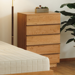 ตู้เก็บของไม้เชอร์รี่แท้สไตล์ญี่ปุ่น 5 ลิ้นชัก ดีไซน์แนวตั้ง สำหรับห้องนอน ห้องนั่งเล่น ผลิตในจีน - Product Image 2