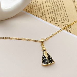 สร้อยคอศาสนาคริสต์ ทองแดงชุบทอง 18k จี้รูปพระแม่มารีมงกุฎกางเขนสองด้าน - Product Image 3