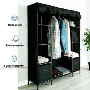<span class=keywords><strong>Armario</strong></span> de tela moderno para dormitorio, plegable, <span class=keywords><strong>extensible</strong></span>, portátil, con puerta y estantes, resistente, para uso en hoteles, fácil de montar - Product Image 2