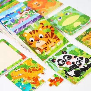 Cartone animato <span class=keywords><strong>Montessori</strong></span> in legno apprendimento precoce Puzzle educativo per bambini animali oceano cognizione Puzzle giocattoli da tavolo - Product Image 3
