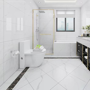 Piastrelle di Lusso in Porcellana Smaltata Bianca Carrara 60x60, Piastrelle Vetrificate in Marmo Bianco per Soggiorno - Product Image 5
