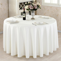 Nappe ronde unie en polyester gaufré de 10 pieds pour mariages, hôtels, banquets et salles à manger