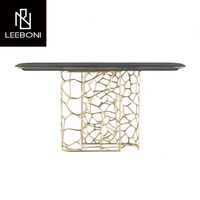 Table de console italienne de luxe haut de gamme avec plateau en marbre