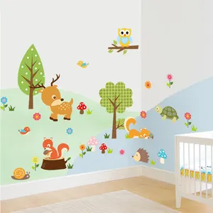 丛林动物贴纸野生动物园大象长颈鹿狮子猴子墙艺术贴花儿童卧室婴儿托儿所装饰