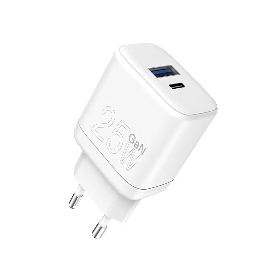 Chargeur de téléphone portable PD25W GaN chargeur USB A et USB C double port Charge rapide pour les articles de tablette de téléphone portable