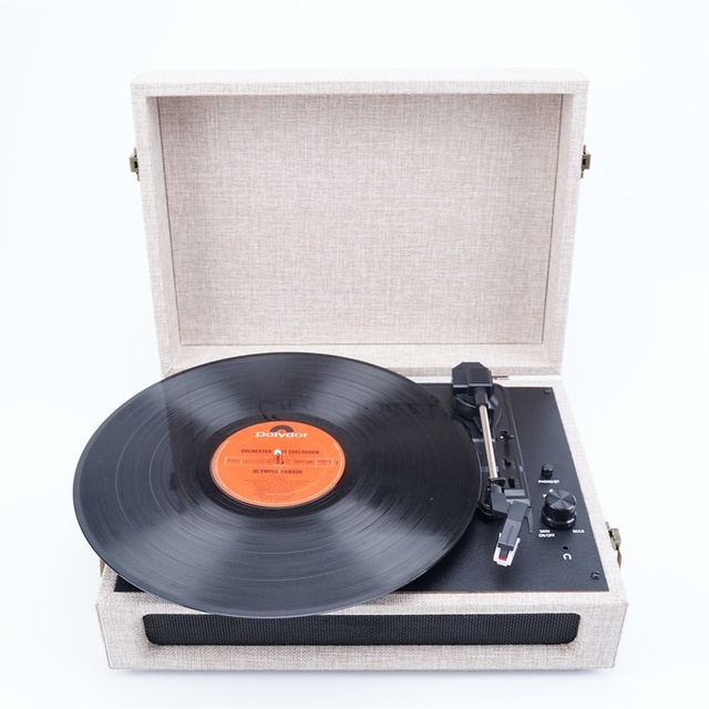 Portable Belt Driven LP Vinyl Player Vintage Turntable 3-Speed Record Player with 2 Stereo Speaker
