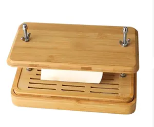 Rack de tempero de bambu, prensa de tofu de bambu para gotejamento, bandeja de gotas