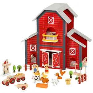 Children's wooden disassembly farm model toy house simulation Scandinavian style dolls house put together villa home toys
