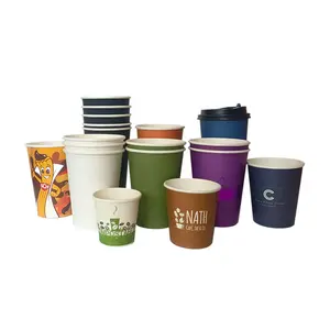 Disposable Paper Cup for Drink Orange Cup with Custom Logo Printing with Lid Manufacturer Coffee Cup
