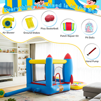 Château gonflable pour enfants, pour l'intérieur et l'extérieur, avec piscine à balles, toboggan, panier de basket-ball et trampoline