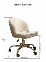 Chaise de bureau contemporaine en cuir véritable avec roulettes, sans accoudoirs, réglable en hauteur, pieds en métal, idéale pour chambre et petit bureau