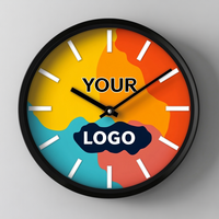 Jam Dinding Logo Kustom Bingkai Hitam Antik Dial Abstrak Angka Arab Putih Gerakan Quartz Senyap Berdetak untuk Hadiah Kantor