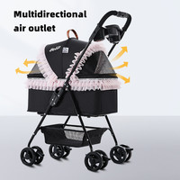 Poussette pliable et imperméable pour animaux de compagnie, poussette pour chiot, poussette de voyage pour chien avec porte-bébé amovible