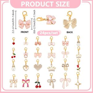 Breloques et pendentifs décoratifs pour chaussures, motifs nœuds, cœurs, cerises, perles, couronnes, fleurs, avec fermoirs dorés, pour chaussures et bottes - Product Image 2