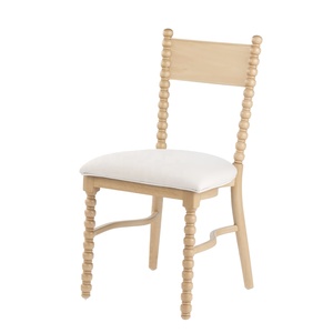 Modern Solid Wood <strong>Spindle</strong> Dining <strong>Chair</strong> with Velvet Upholstery Stackable Natural Finish for Home Hotel &amp; Outdoor Use - Product Image 1
