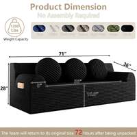 Neu Eingetroffene Schwarze Kleine Cloud-Couch 3-Sitzer Modernes Kleines Wohnzimmer 71 Zoll Breite Moderne Cloud-Couch