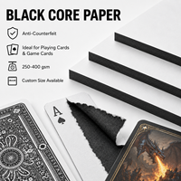 Papier pour cartes de poker 270-330 g/m² à noyau noir ou bleu, en rouleau/feuille, pour cartes de jeu de poker, taille personnalisée, haute opacité, fourniture d'usine