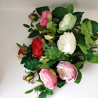 Fleur artificielle en soie à 2 têtes, rose pivoine, pour décoration de mariage, Noël, fête des mères, fête, fleur artificielle faite à la main