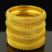 Bracelets plaqués or 24 carats très demandés pour mariages de mariées de Dubaï, indiennes et nigérianes, accessoires de bracelet en or sablé, vente en gros