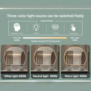 Miroir de salle de bain intelligent moderne avec éclairage LED, anti-buée, interrupteur tactile, capteur, cercle lunaire, pour salon, vente en gros - Product Image 5
