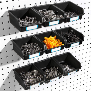 Cửa hàng bán lẻ Pegboard kệ trưng bày phần cứng Organizer slat tường treo hộp nhựa <span class=keywords><strong>slatwall</strong></span> Thùng - Product Image 1