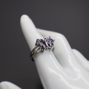 Anillo de amatista con forma de mariposa, engaste de plata, joyería de moda para mujer, regalo - Product Image 4